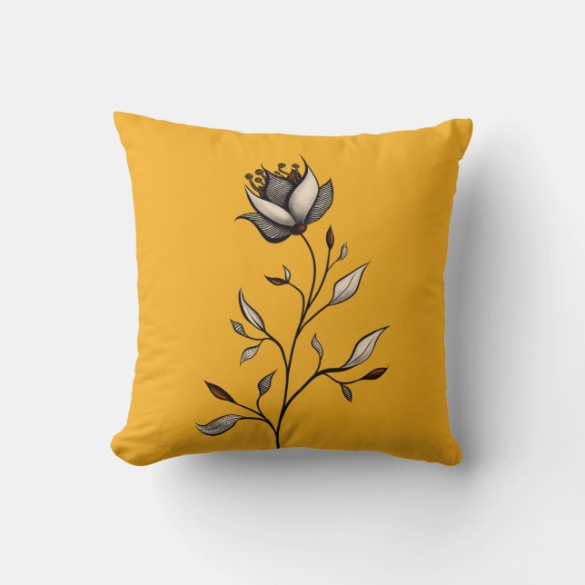 Elegante Blume Abstrakte Kunst, Dichtung und Musik Kissen (Vorderseite)