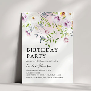 Elegante Blume Aquarellgarten Geburtstagsparty Einladung