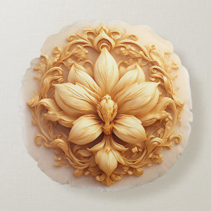 Elegante Blume auf verziertem Hintergrund Rundes Kissen