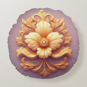 Elegante Blume auf verziertem Hintergrund Rundes Kissen