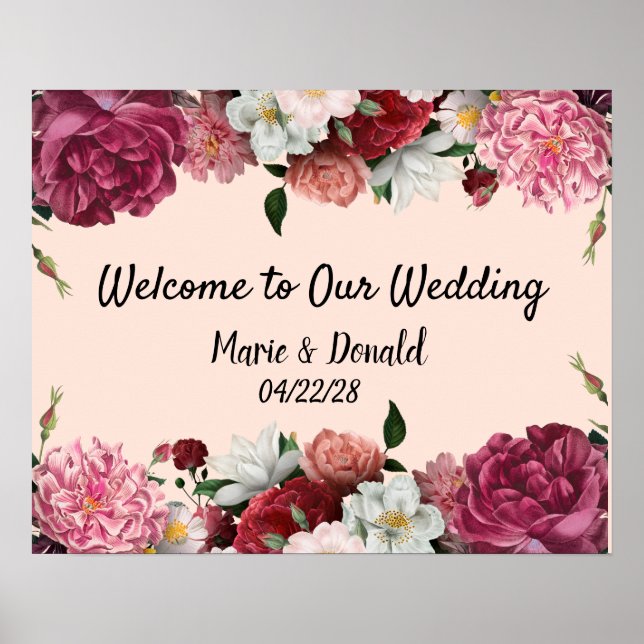 Elegante Blume aus Burgund und Rosa Poster (Vorne)