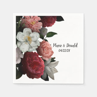 Elegante Blume aus Burgund und Rosa Serviette