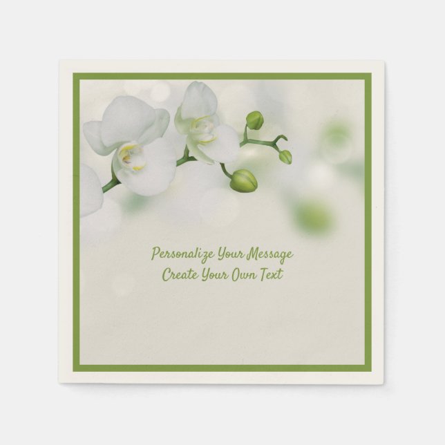Elegante Blume aus dem Weißen Orchard personalisie Serviette (Vorderseite)