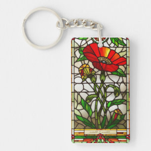 Elegante Blume aus gepolstertem Glas Schlüsselanhänger