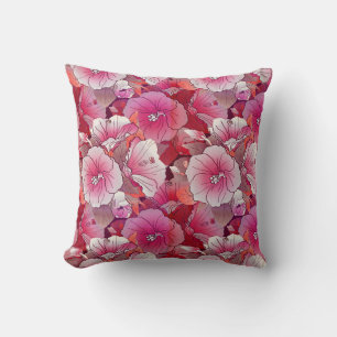 Elegante Blume aus tropischem Rosa und weißem Hibi Kissen