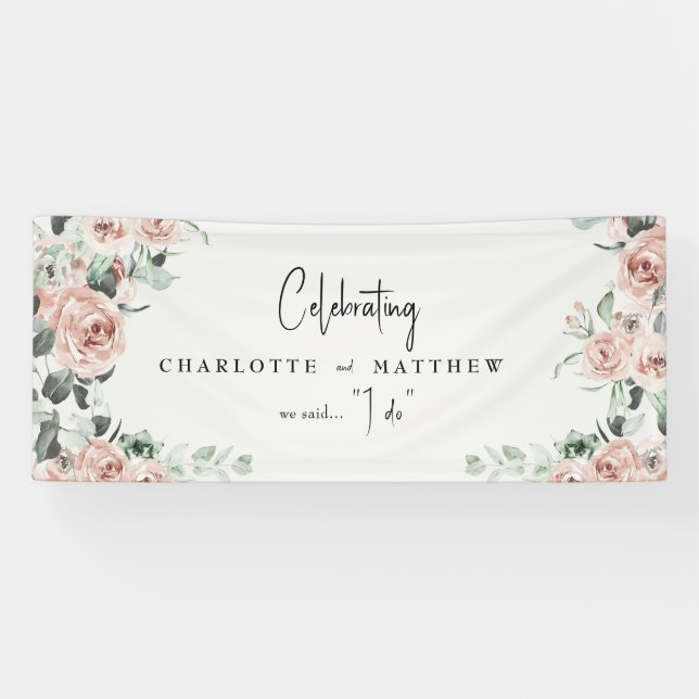 Elegante Blume bei Frühblütenhochzeit Banner (Horizontal)