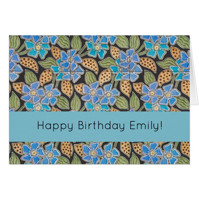 Elegante Blume Blue Periwinkle Floral Classic (Vorderseite (Horizontal))