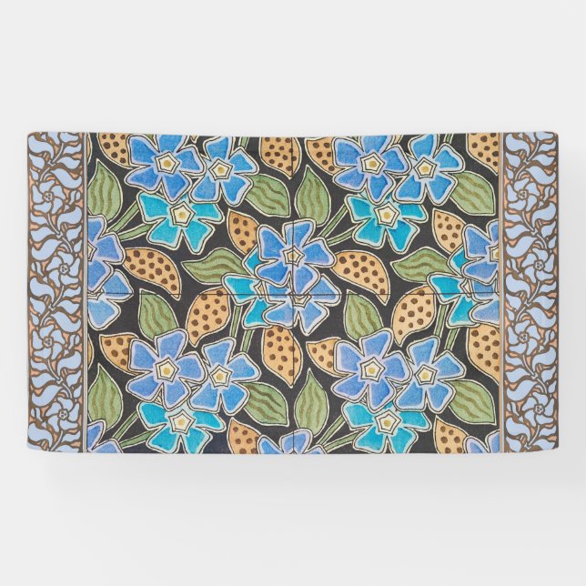 Elegante Blume Blue Periwinkle Floral Classic Banner (Horizontal)