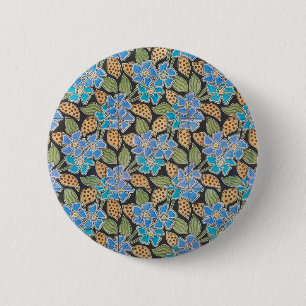 Elegante Blume Blue Periwinkle Floral Classic Button