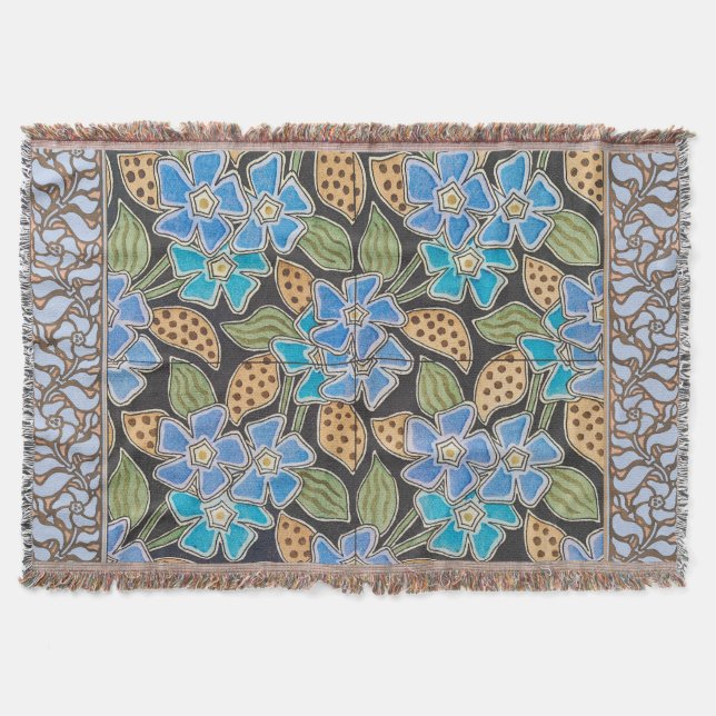 Elegante Blume Blue Periwinkle Floral Classic Decke (Vorderseite)
