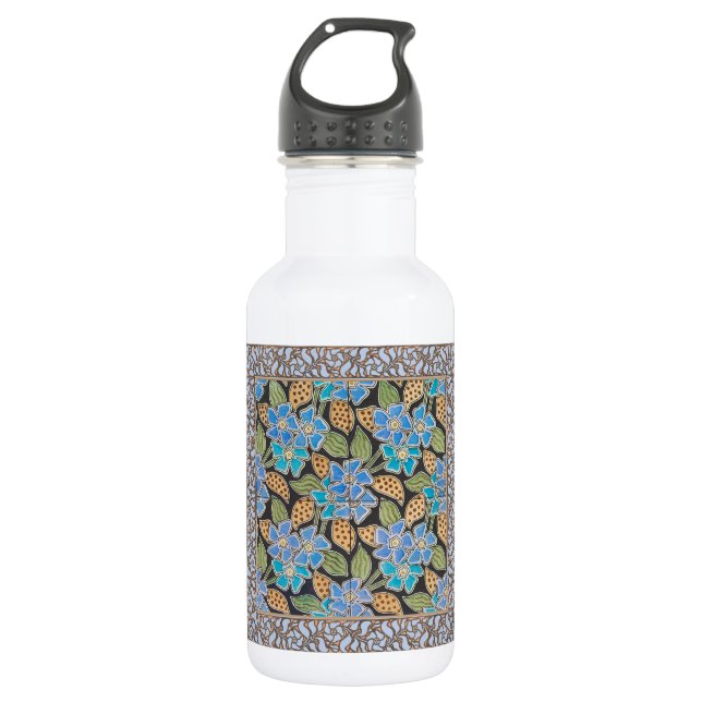 Elegante Blume Blue Periwinkle Floral Classic Edelstahlflasche (Vorderseite)