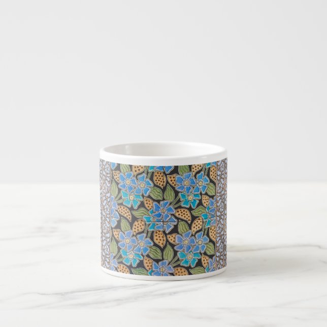 Elegante Blume Blue Periwinkle Floral Classic Espressotasse (Vorderseite)