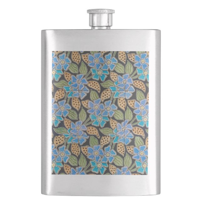 Elegante Blume Blue Periwinkle Floral Classic Flachmann (Vorderseite)