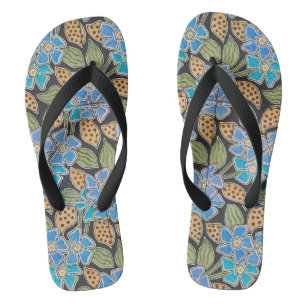 Elegante Blume Blue Periwinkle Floral Classic Flip Flops