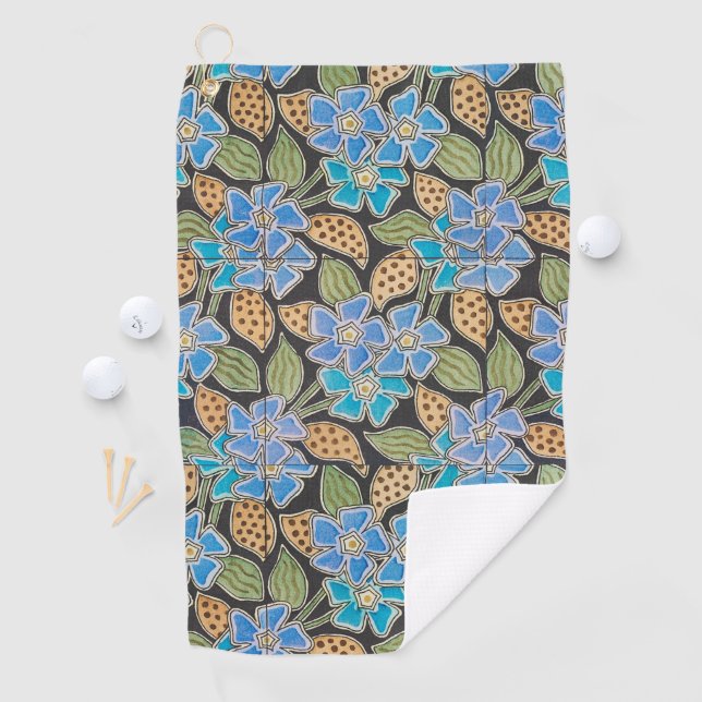 Elegante Blume Blue Periwinkle Floral Classic Golfhandtuch (Insitu)