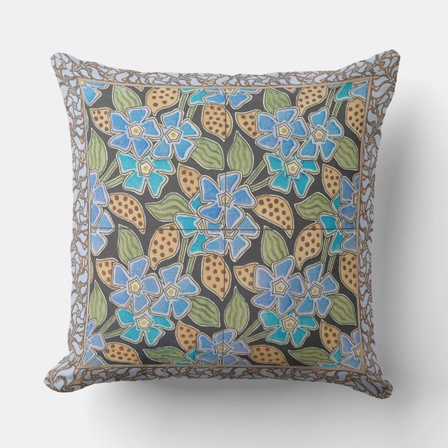 Elegante Blume Blue Periwinkle Floral Classic Kissen (Vorderseite)