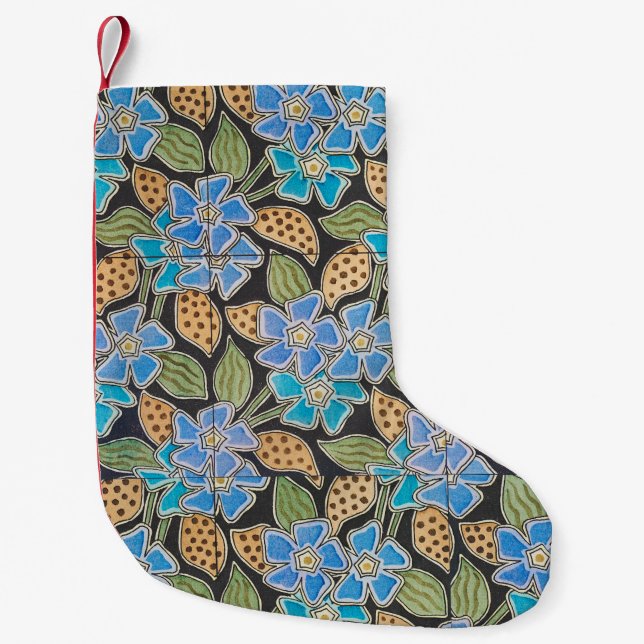 Elegante Blume Blue Periwinkle Floral Classic Kleiner Weihnachtsstrumpf (Vorderseite)