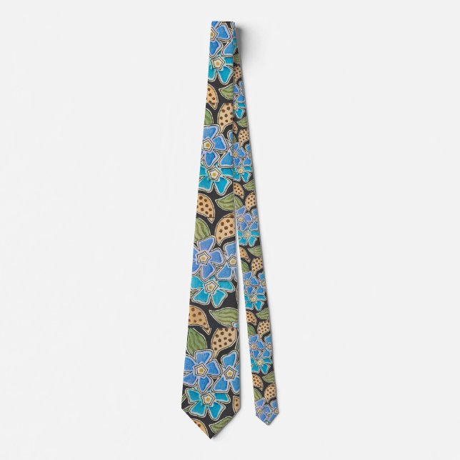 Elegante Blume Blue Periwinkle Floral Classic Krawatte (Vorderseite)