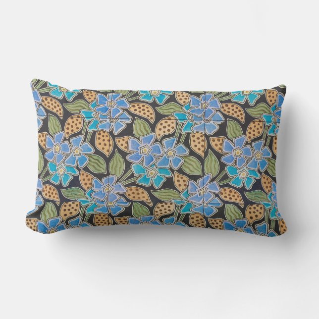 Elegante Blume Blue Periwinkle Floral Classic Lendenkissen (Vorderseite)