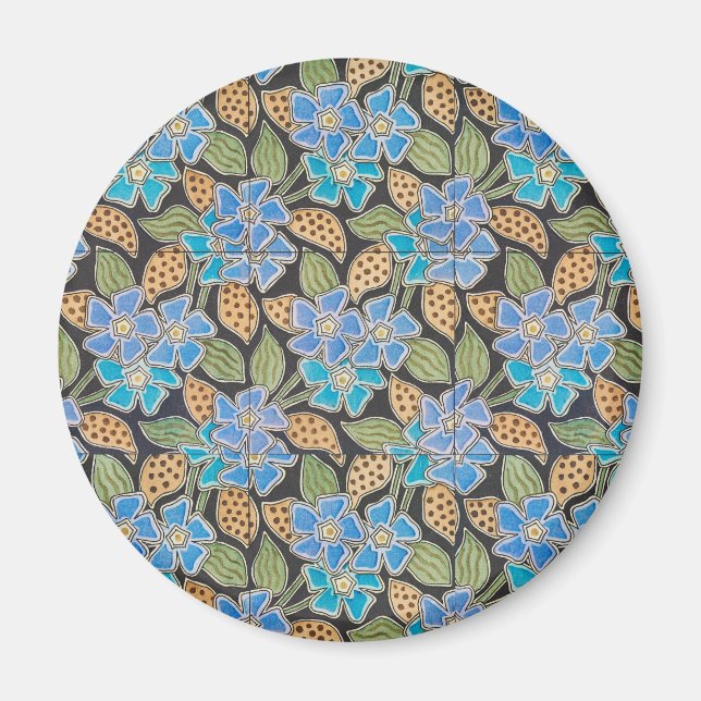 Elegante Blume Blue Periwinkle Floral Classic Magnet (Vorne)