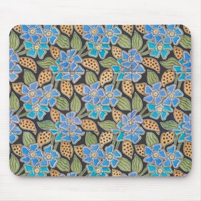 Elegante Blume Blue Periwinkle Floral Classic Mousepad (Vorne)