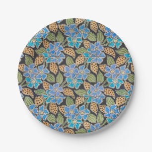 Elegante Blume Blue Periwinkle Floral Classic Pappteller