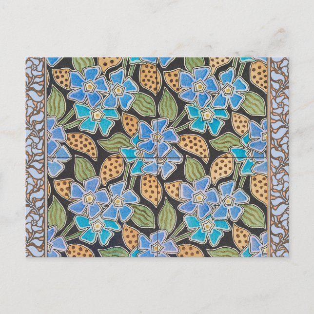 Elegante Blume Blue Periwinkle Floral Classic Postkarte (Vorderseite)