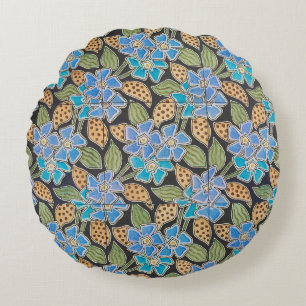 Elegante Blume Blue Periwinkle Floral Classic Rundes Kissen