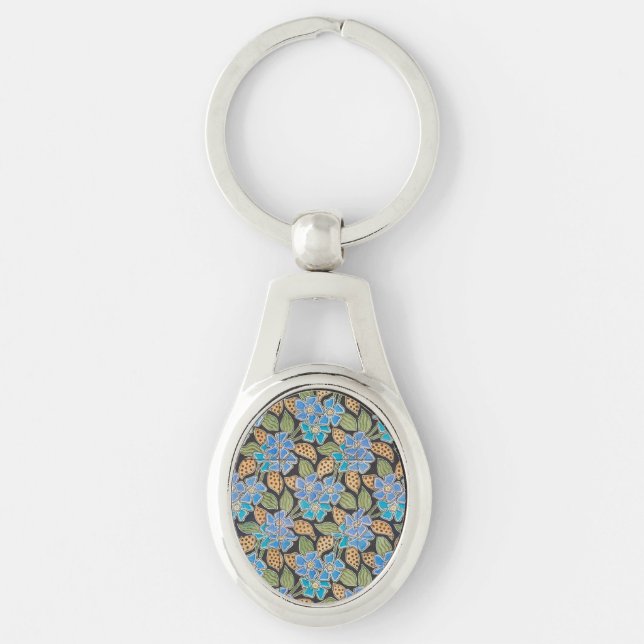 Elegante Blume Blue Periwinkle Floral Classic Schlüsselanhänger (Vorderseite)