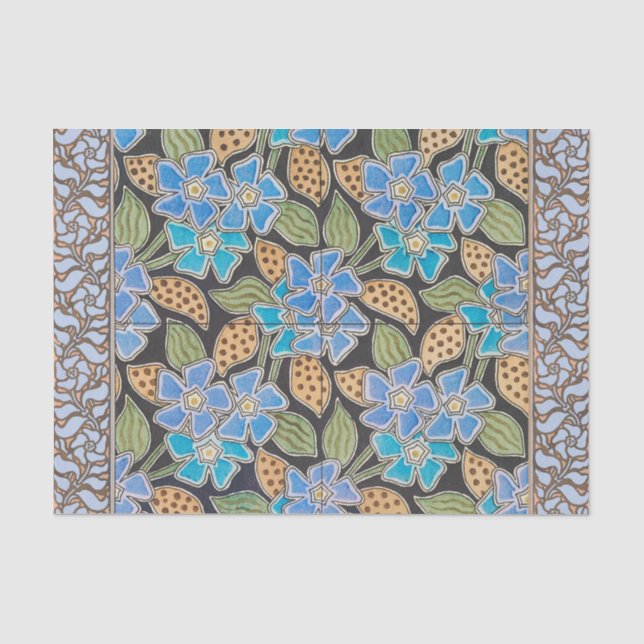 Elegante Blume Blue Periwinkle Floral Classic Seidenpapier (Vorderseite)