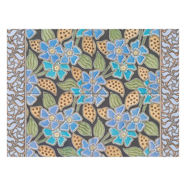 Elegante Blume Blue Periwinkle Floral Classic Tischdecke (Vorderseite (Horizontal))