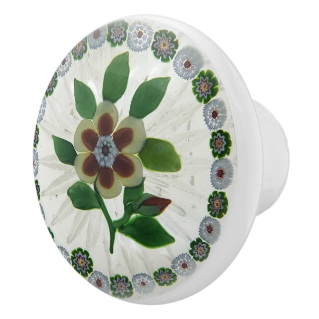 Elegante Blume Border Green White Buds Viktorianis Keramikknauf (Rechts)
