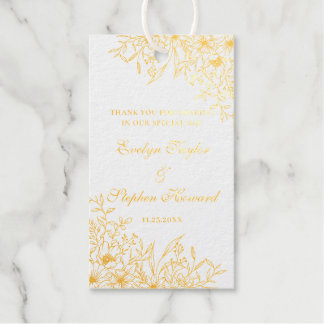 Elegante Blume Botanische Linie Hochzeit Geschenkanhänger