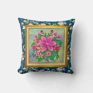 Elegante Blume Botanischer Frühling Bouquet Kissen