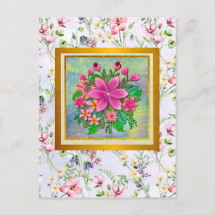 Elegante Blume Botanischer Frühling Bouquet Postkarte