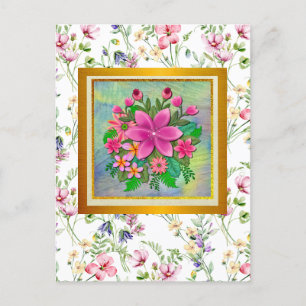 Elegante Blume Botanischer Frühling Bouquet Postkarte
