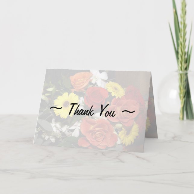 Elegante Blume Bouquet Daisies Rose Vielen Dank Dankeskarte (Vorderseite)