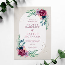 Elegante Blume der Marine Burgundy Watercolor Hoch