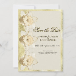Elegante Blume der Narzisse mit Goldrahmen Einladung