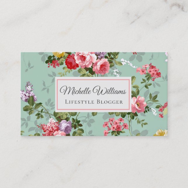Elegante Blume der Vintagen Rose Visitenkarte (Vorderseite)