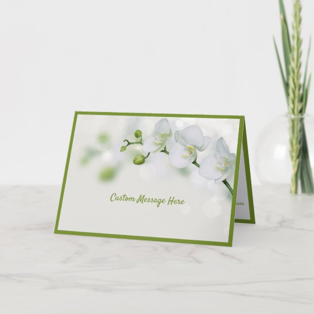 Elegante Blume der Weißen Orchideen Grüne Buds Rom Karte (Vorderseite)