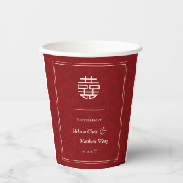 Elegante Blume Double Xi Chinesische Hochzeit Pappbecher
