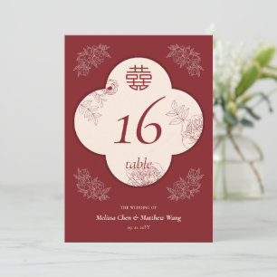 Elegante Blume Double Xi Wedding 12x18 Tischnummer