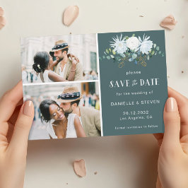 Elegante Blume Eukalyptus 2 Fotos Hochzeit Save The Date
