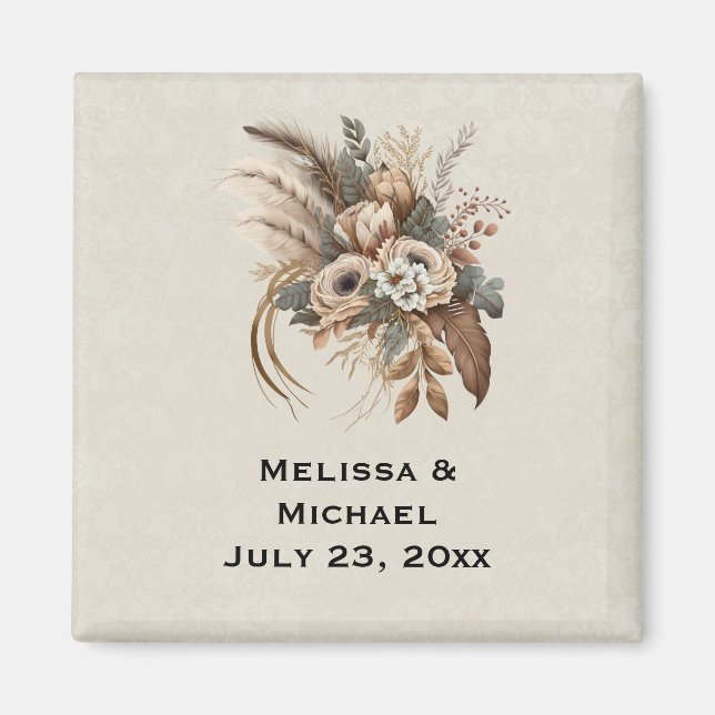 Elegante Blume Folien und Feathers Magnet (Vorne)