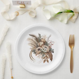 Elegante Blume Folien und Feathers Pappteller