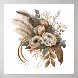 Elegante Blume Folien und Feathers Poster