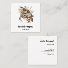 Elegante Blume Folien und Feathers Quadratische Visitenkarte