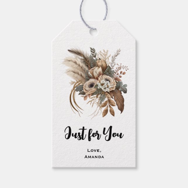Elegante Blume Folien und Federn für Sie Geschenkanhänger (Vorderseite)