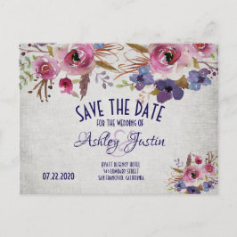 Elegante Blume für Hochzeiten Save the Date Ankündigungspostkarte